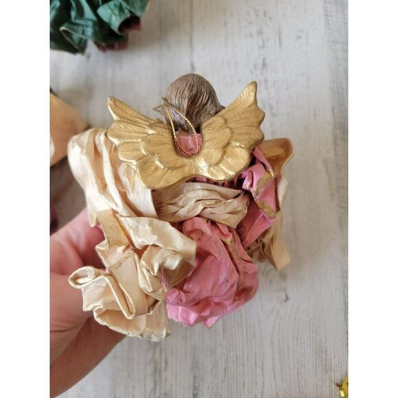 Rustic cherub Angel instrument band set horn violin Xmas ornament - Picture 6 of 15